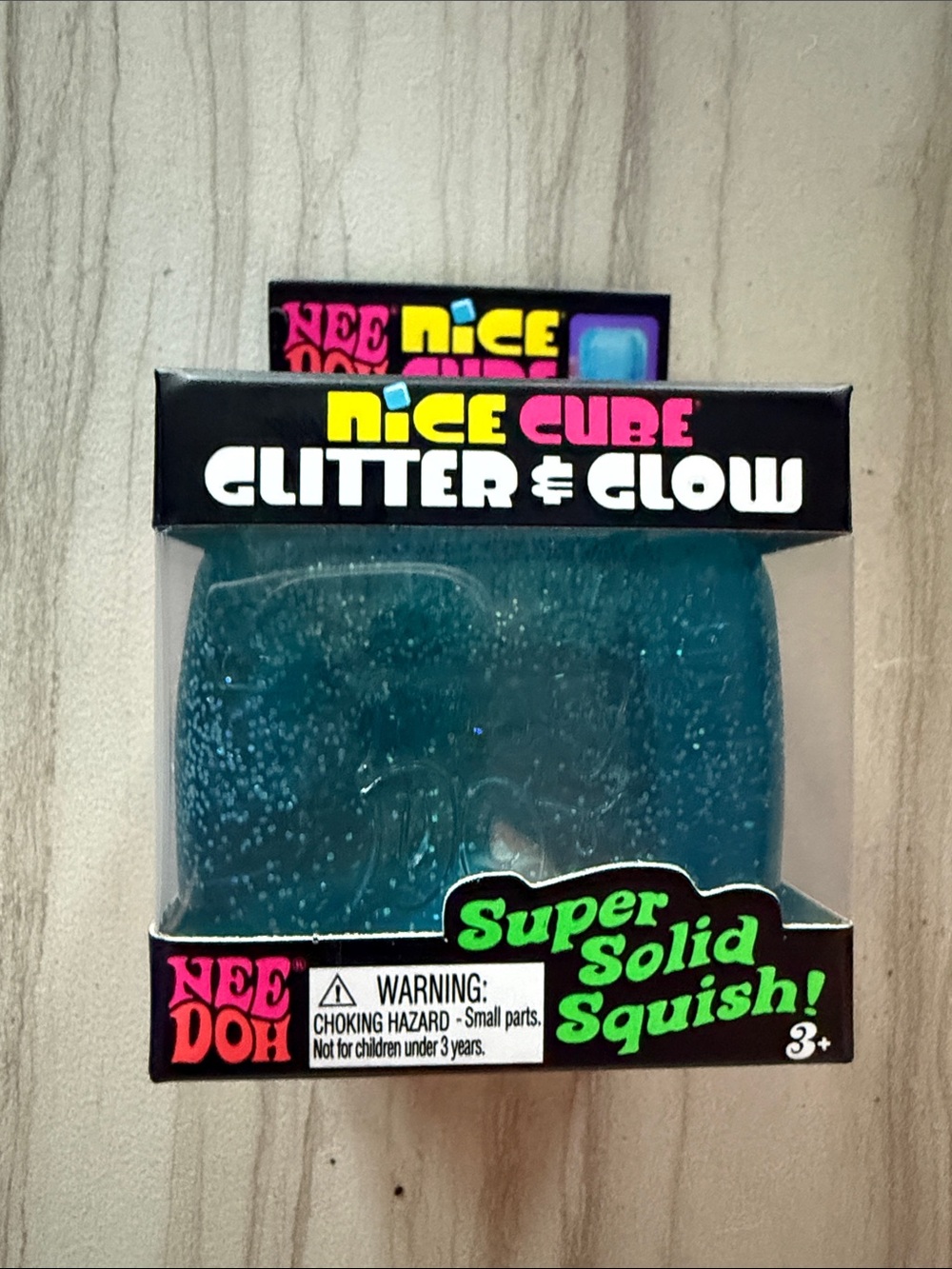 Nice Cube Glitter & Glow Super Solid Squish - Teal Blue